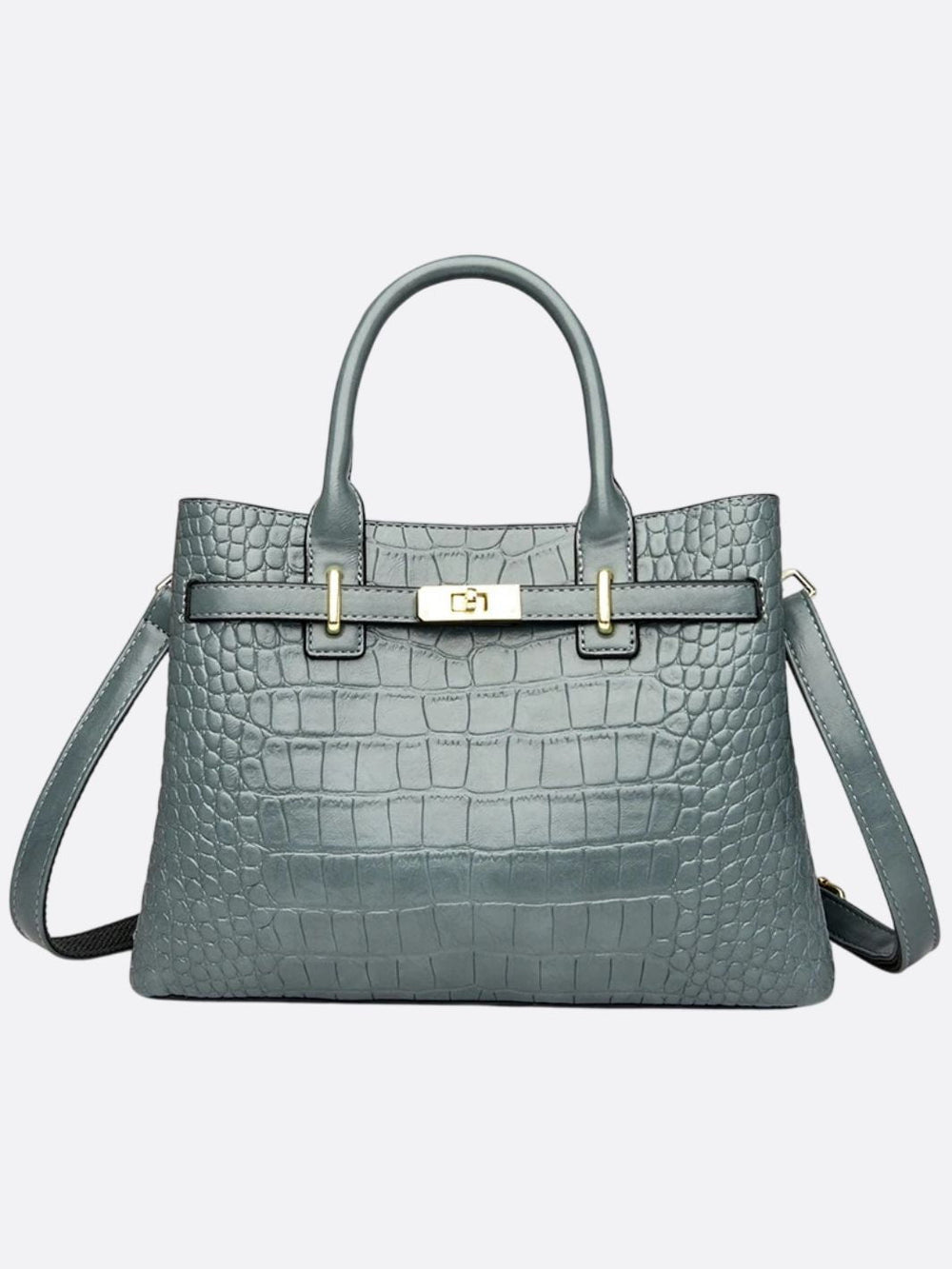 sac cuir croco gris