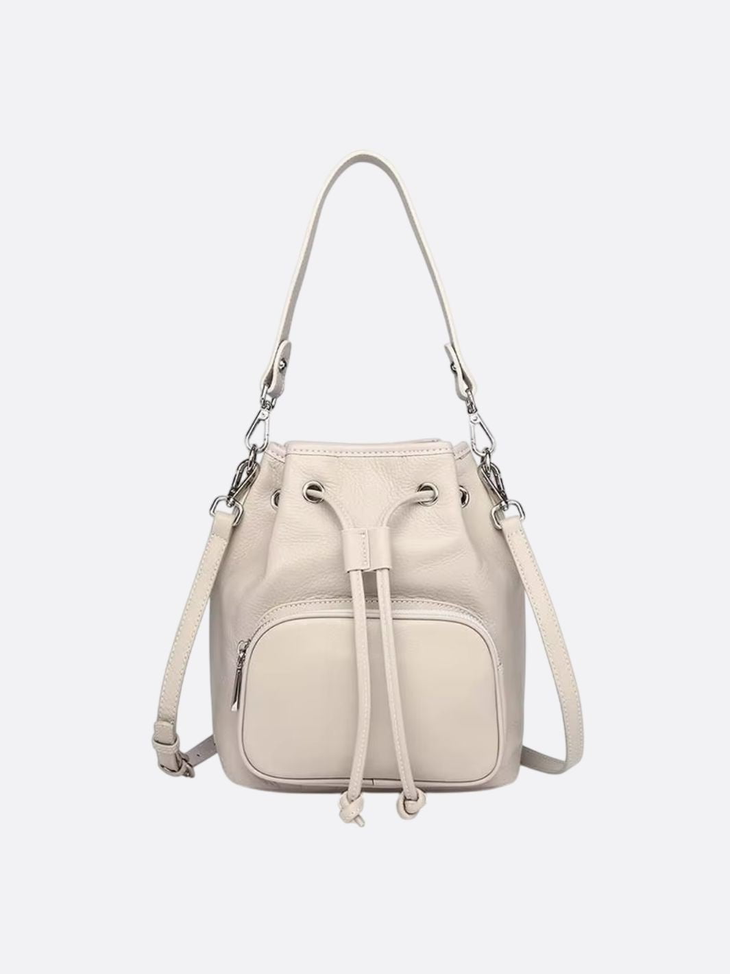 sac seau cuir blanc