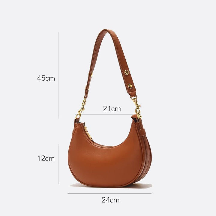 Leather Half Moon Shoulder Bag