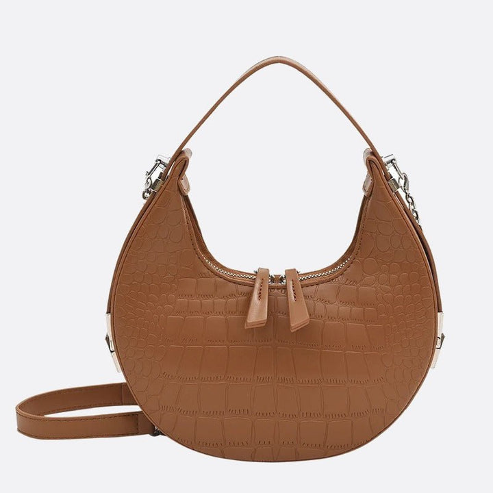 Half-moon leather bag with chain shoulder strap