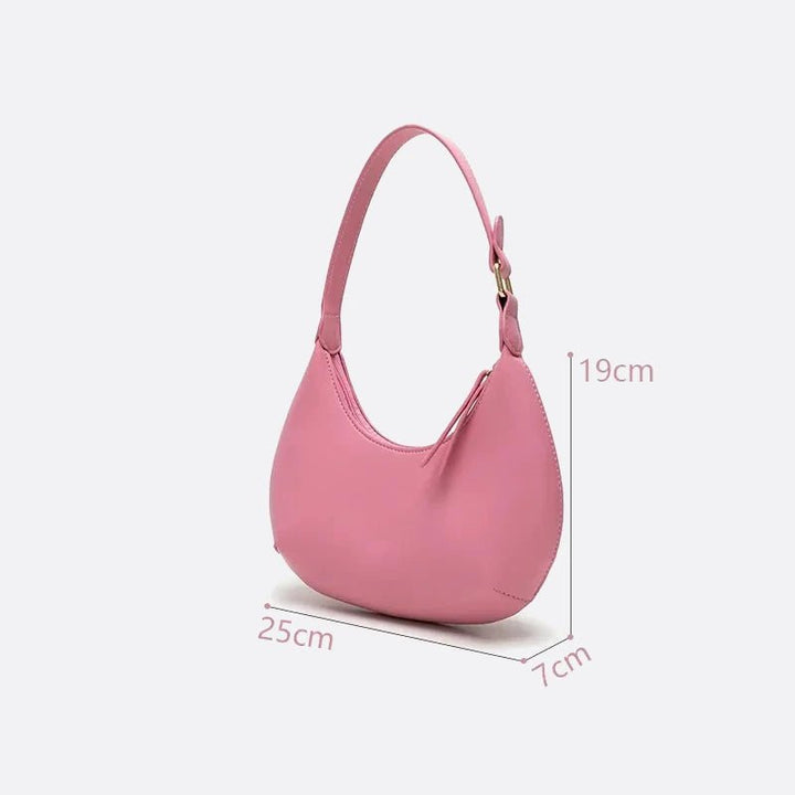 Smooth Leather Half Moon Shoulder Bag 