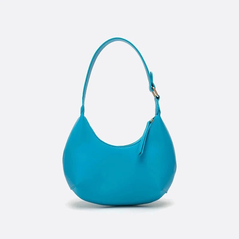 sac demi-lune cuir bleu