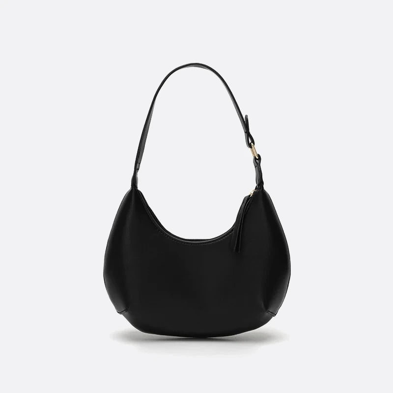 sac demi-lune cuir noir