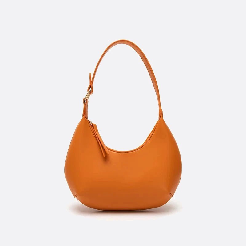 sac demi-lune cuir orange