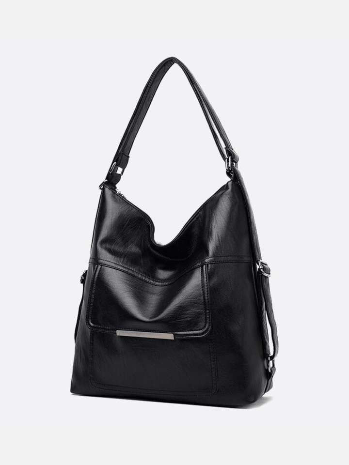 Sac d'épaule cuir noir transformable sac à dos