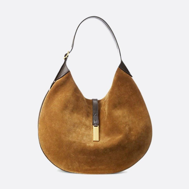 sac fourre-tout porté épaule en daim camel