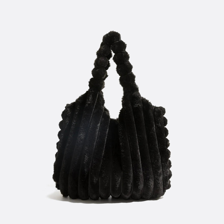 sac porté épaule fausse fourrure noir