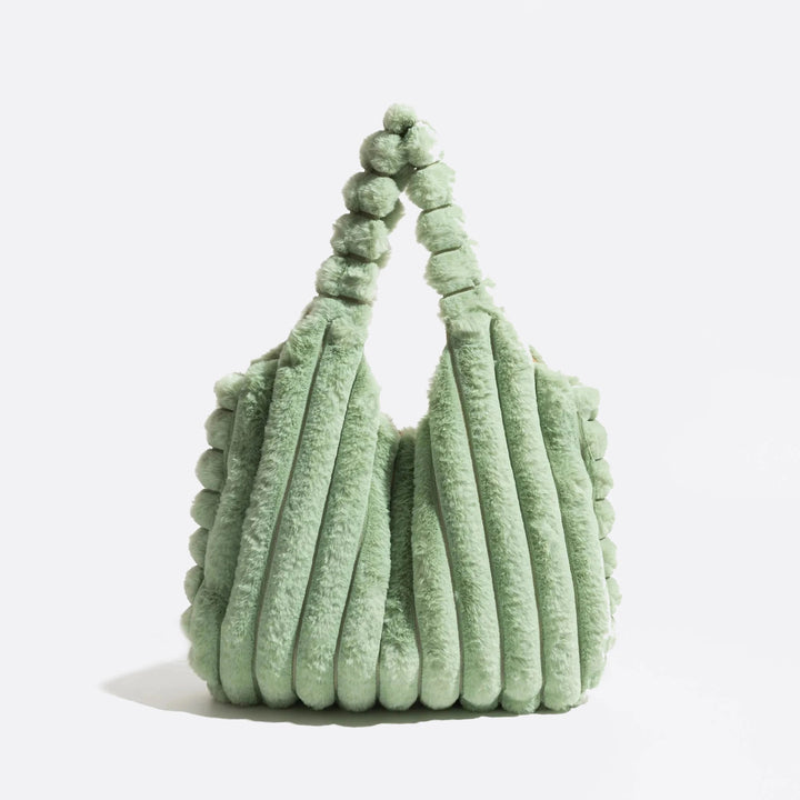 sac porté épaule fausse fourrure vert