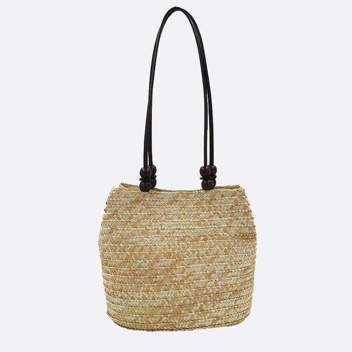 sac porté épaule paille beige