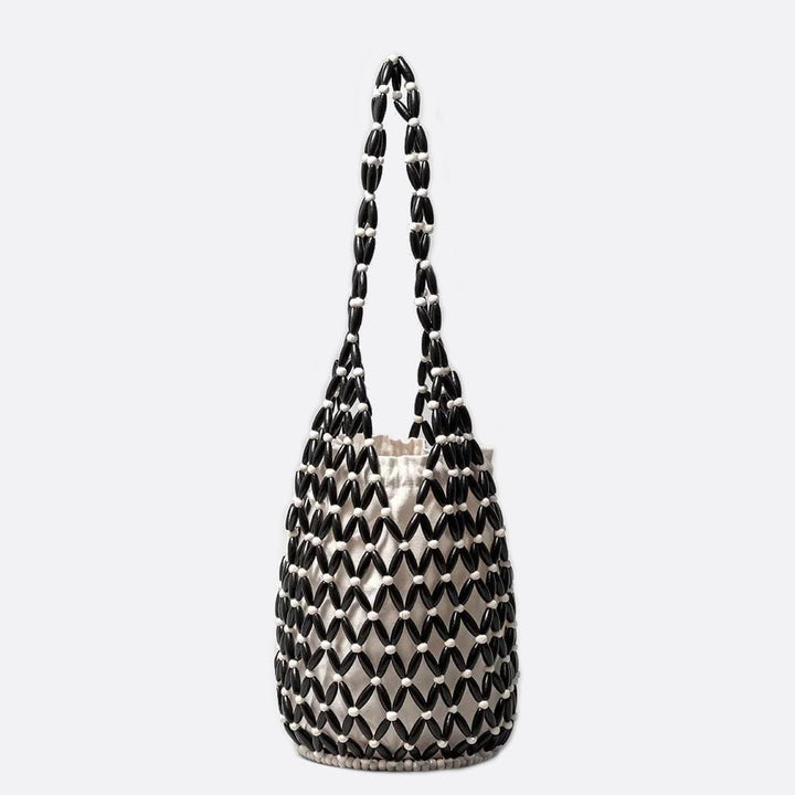 sac perles bois noir