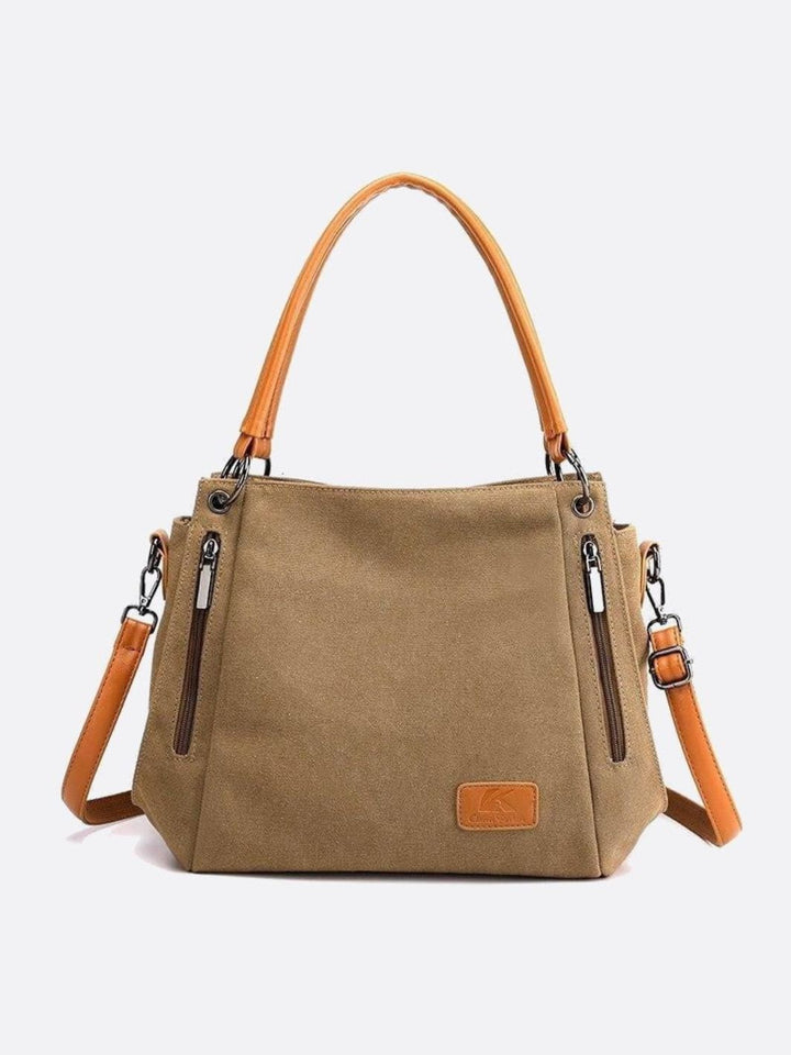 Sac épaule toile camel