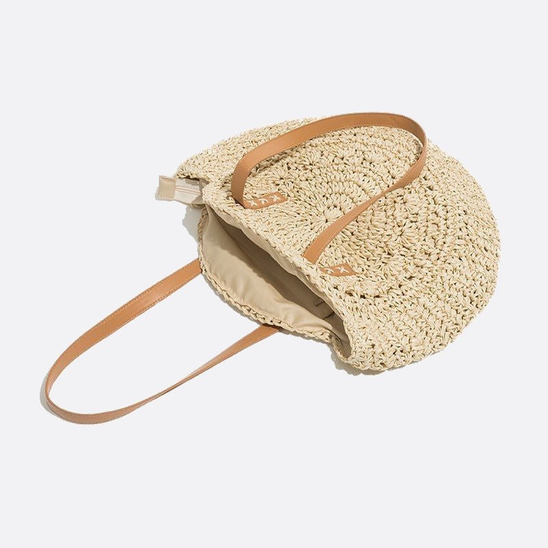 Crochet Round Straw Shoulder Bag