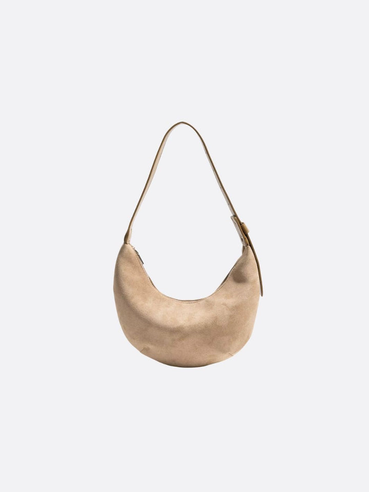 sac demi-lune daim beige