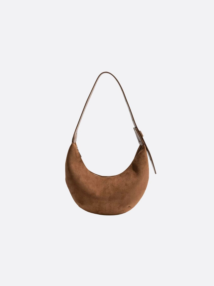 sac demi-lune daim marron