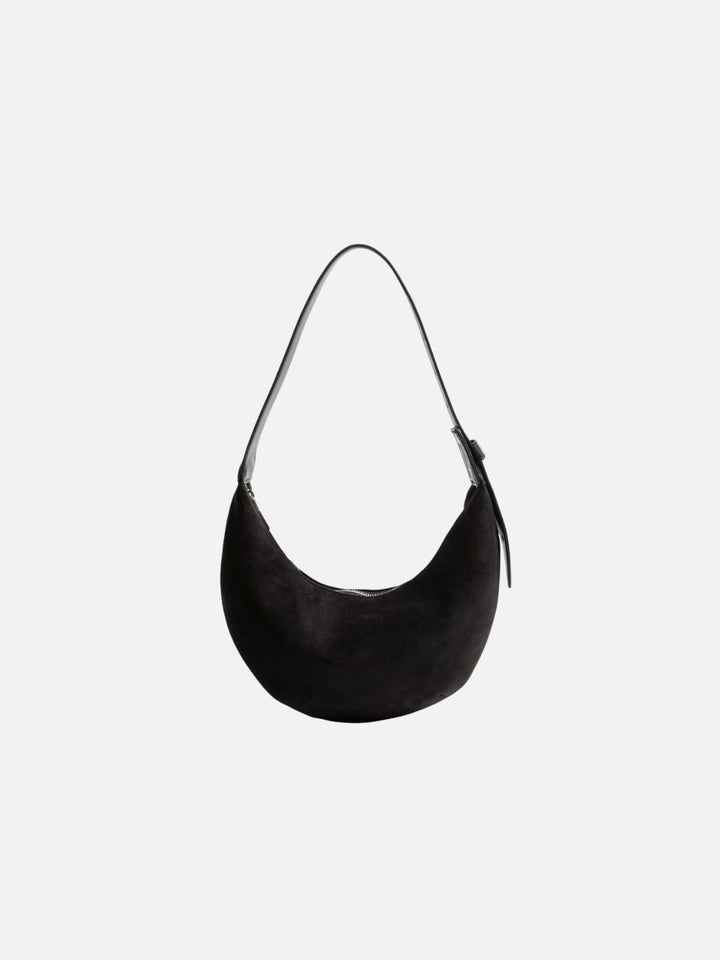 sac demi-lune daim noir