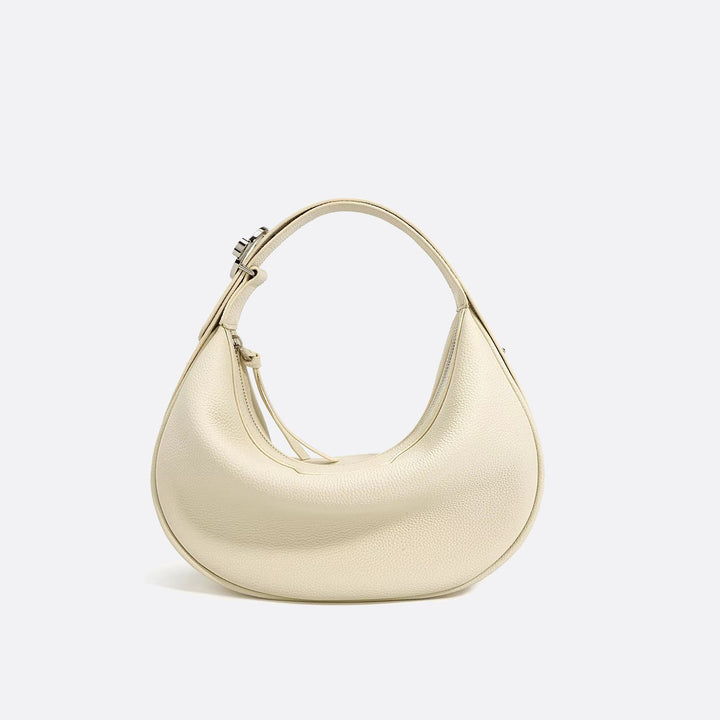 sac demi lune cuir blanc ivoire