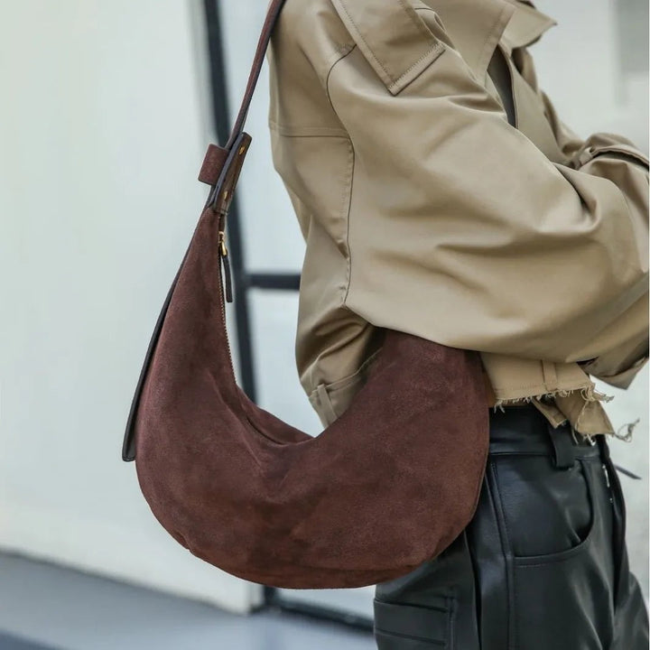 sac daim marron femme