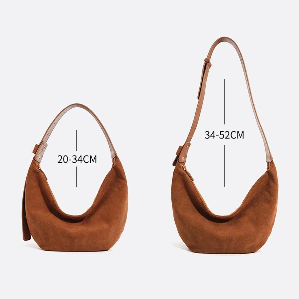 Suede half-moon bag