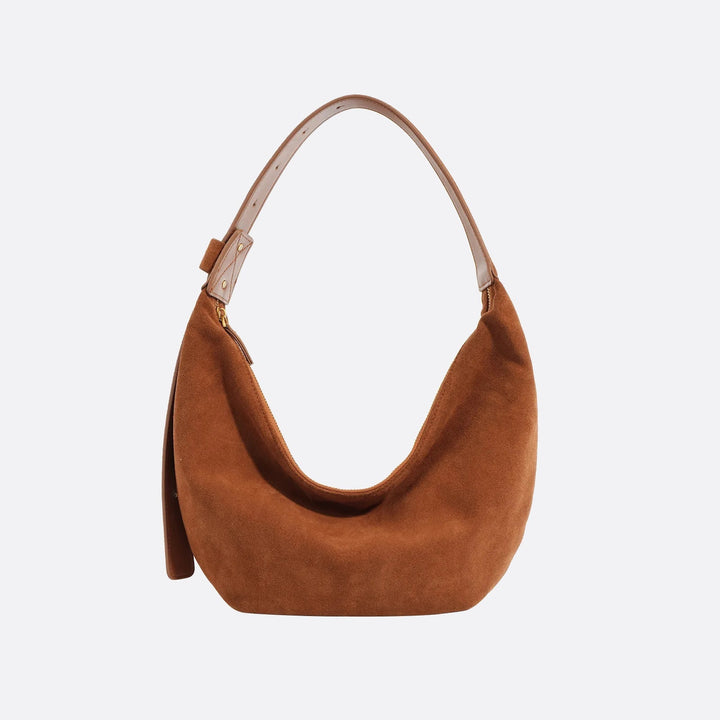 sac demi lune daim camel