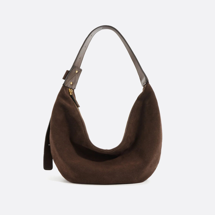 sac demi lune daim marron