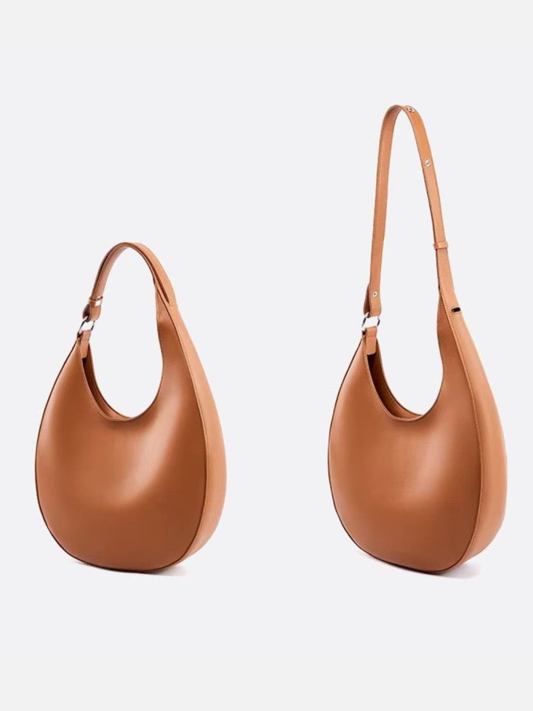 Half moon shaped leather bag