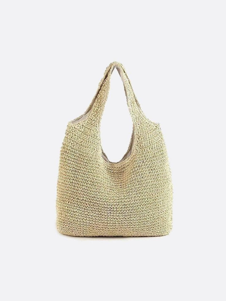 Straw bag with zipper