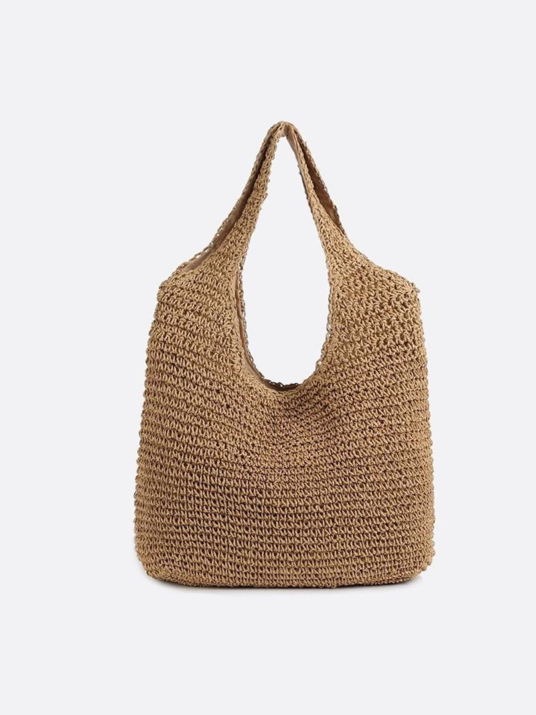 Straw bag with zipper