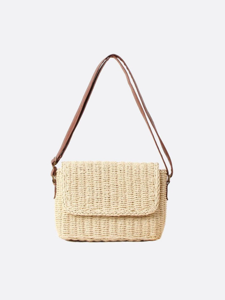 Sac en paille beige rectangulaire