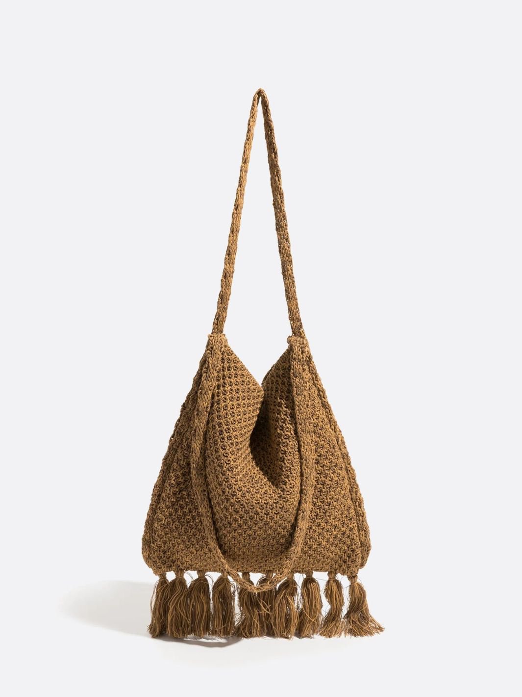 Sac fourre-tout en crochet marron clair