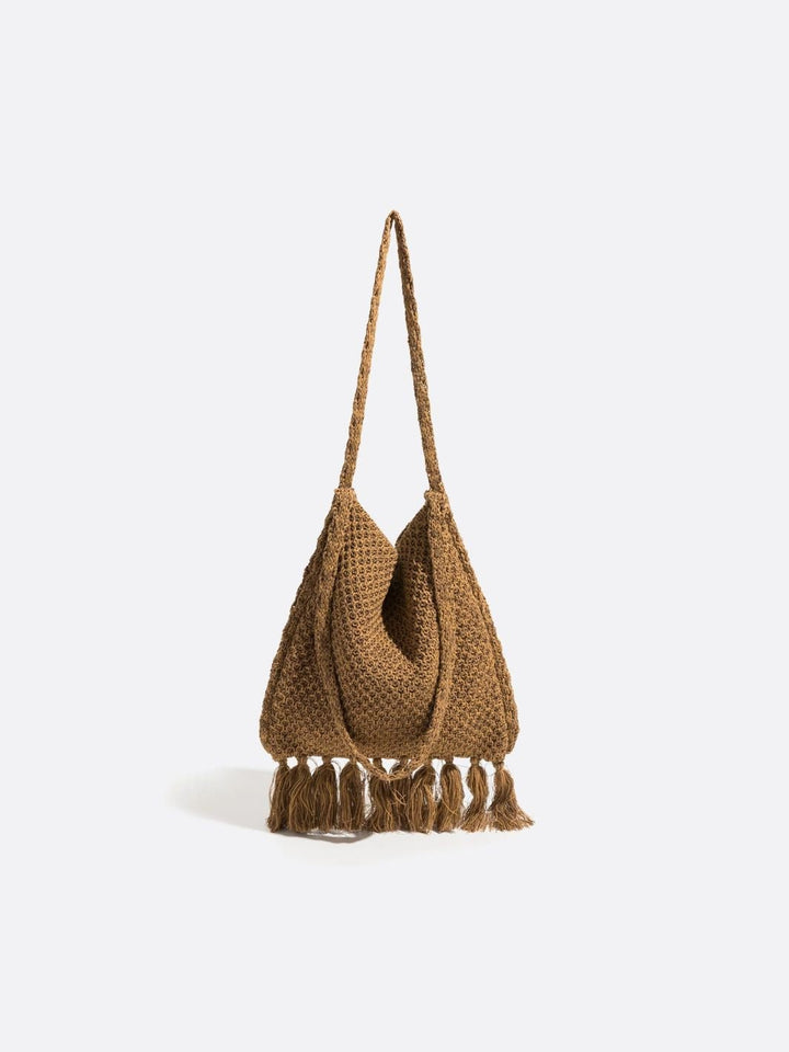 Sac fourre-tout marron crochet