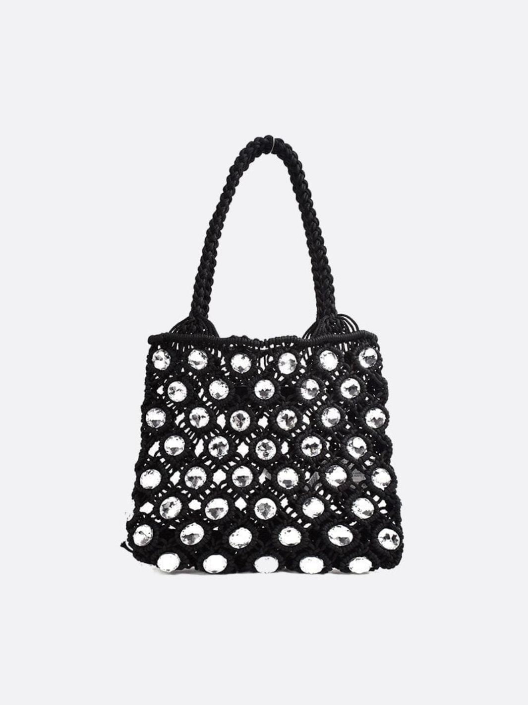 Sac macramé noir