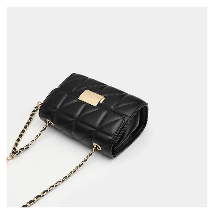 Quilted Shoulder Bag with Gold Chain