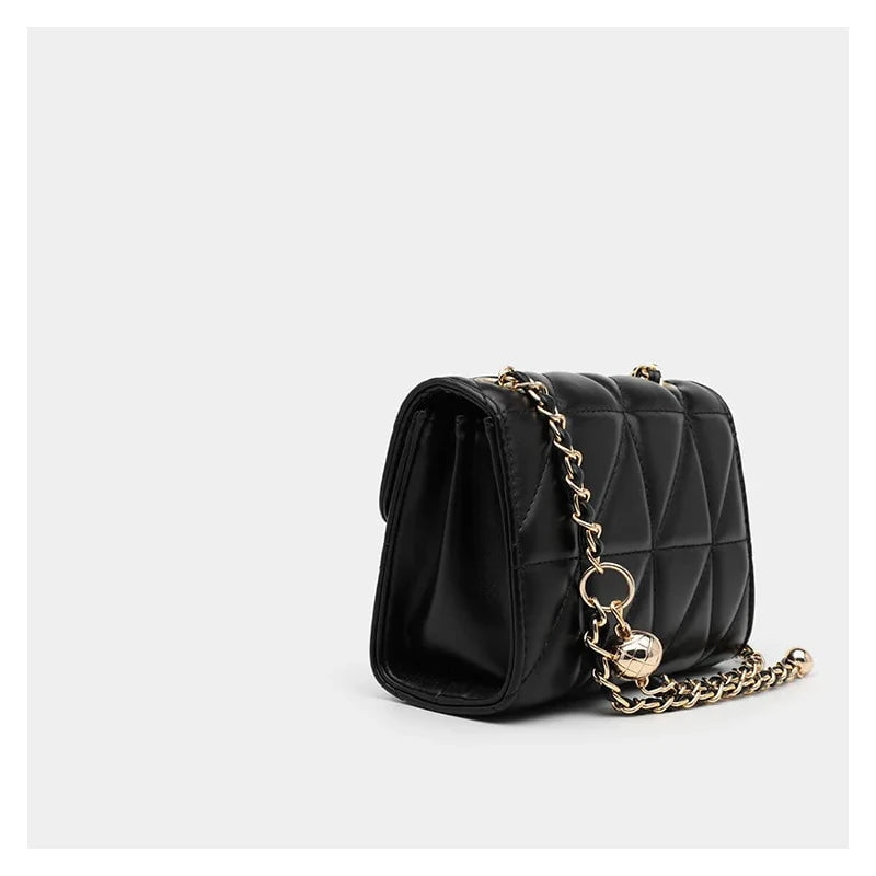 Quilted Shoulder Bag with Gold Chain