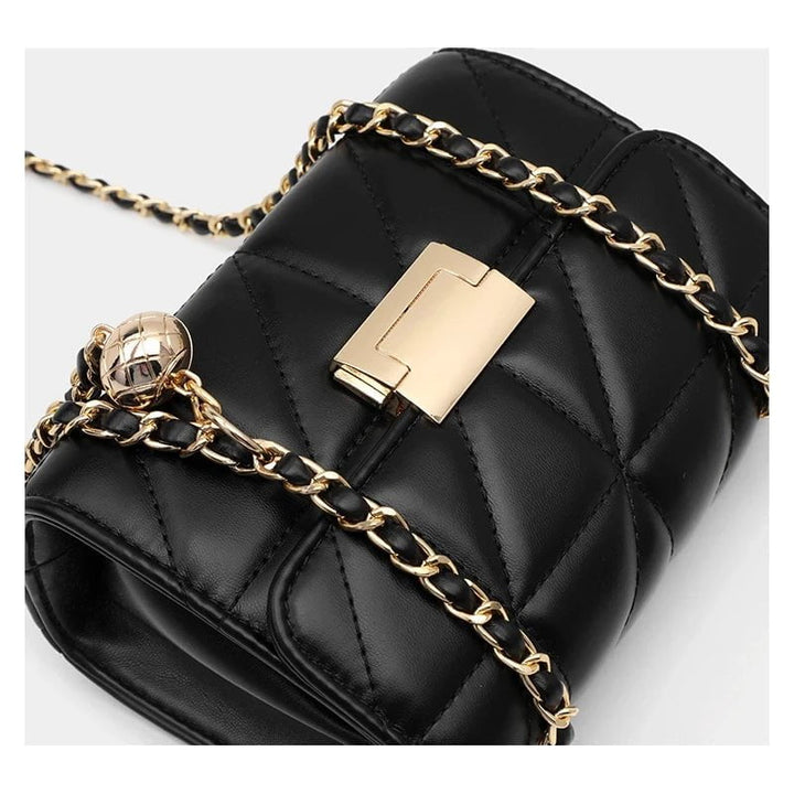 Quilted Shoulder Bag with Gold Chain