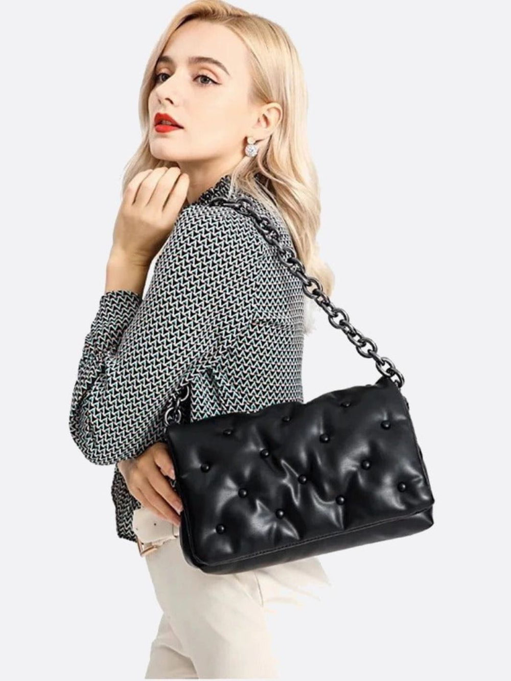 sac matelasse chaine noir