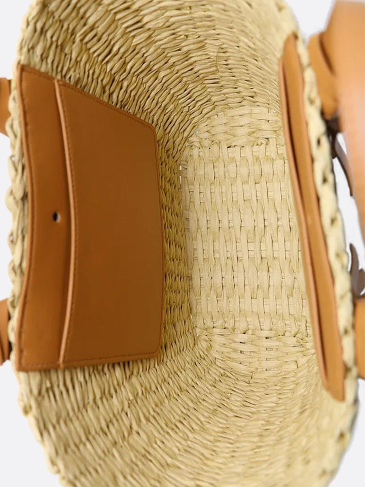 Wicker and leather bag 