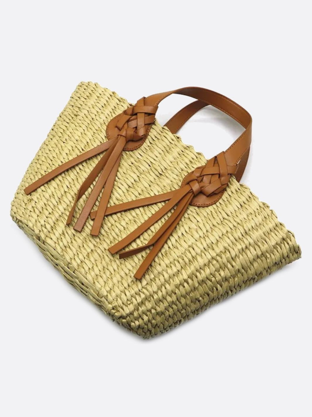 Wicker and leather bag 