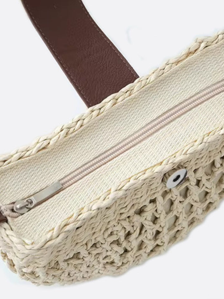 Half-moon straw bag