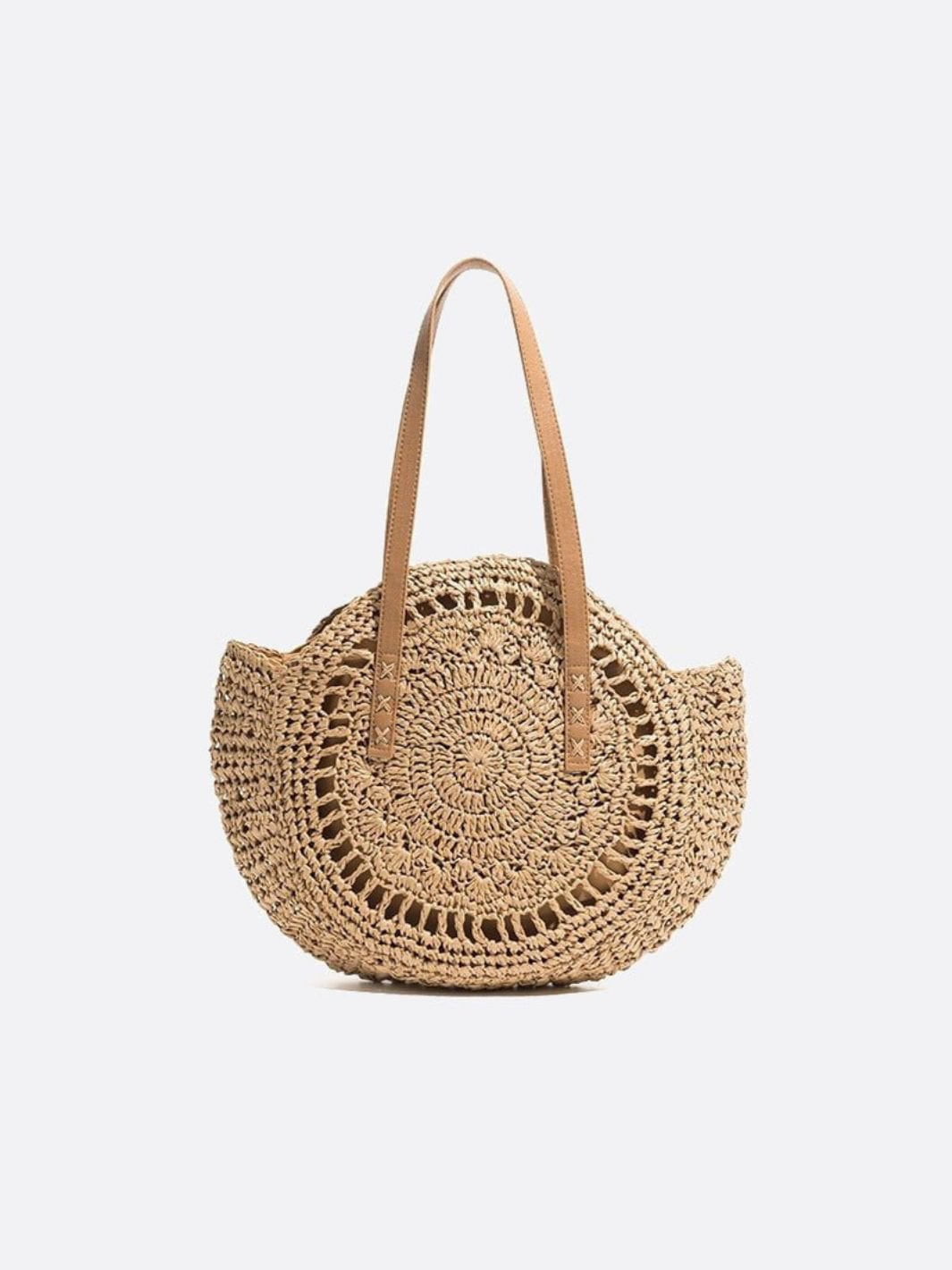 Sac paille crochet marron clair