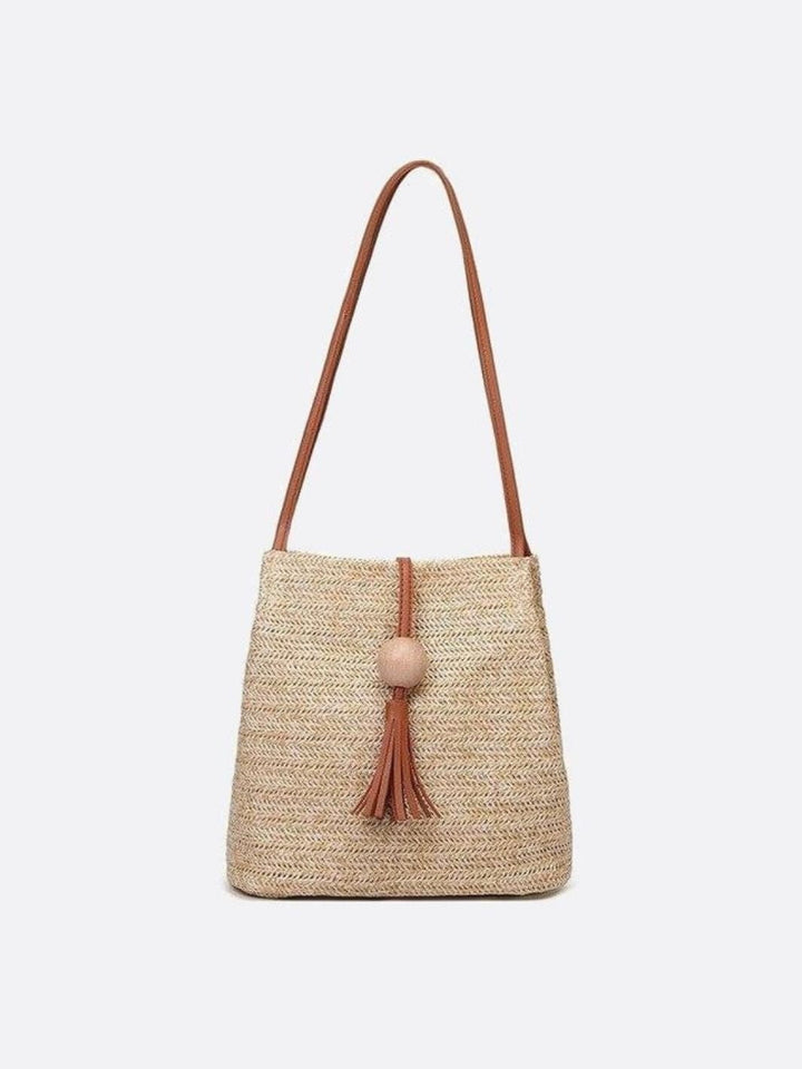 Sac paille et cuir camel