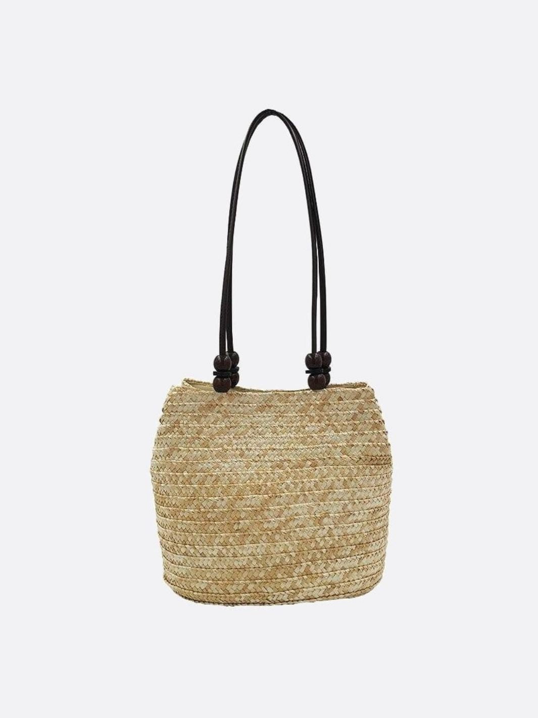 Sac porté épaule paille beige