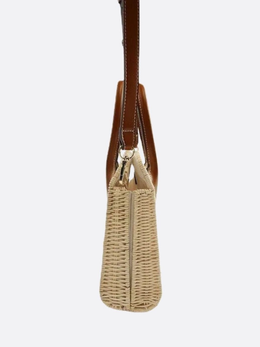 Rattan and leather bag