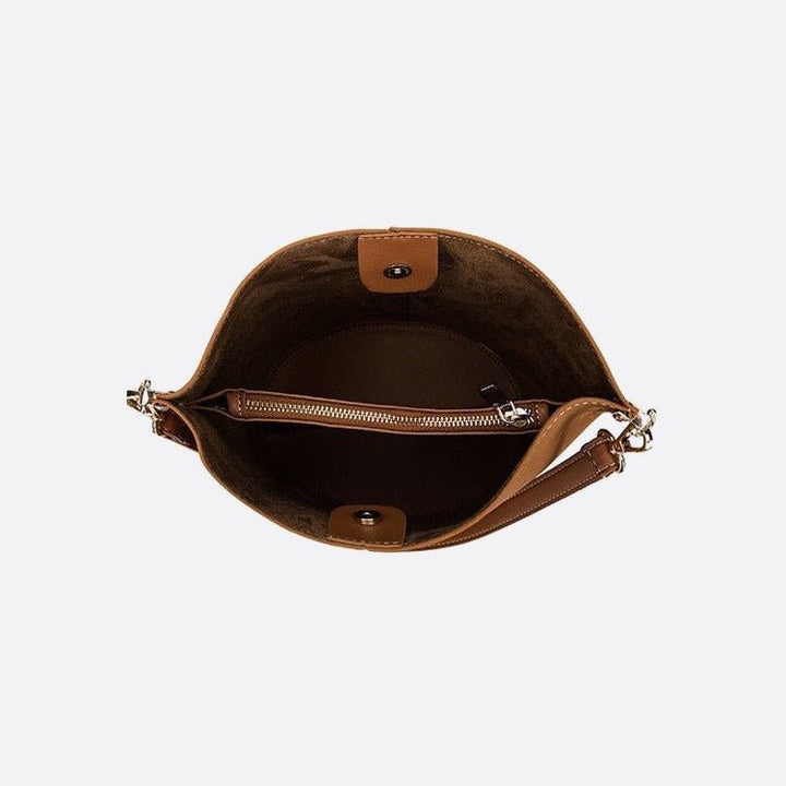 Brushed Leather Shoulder Bucket Bag