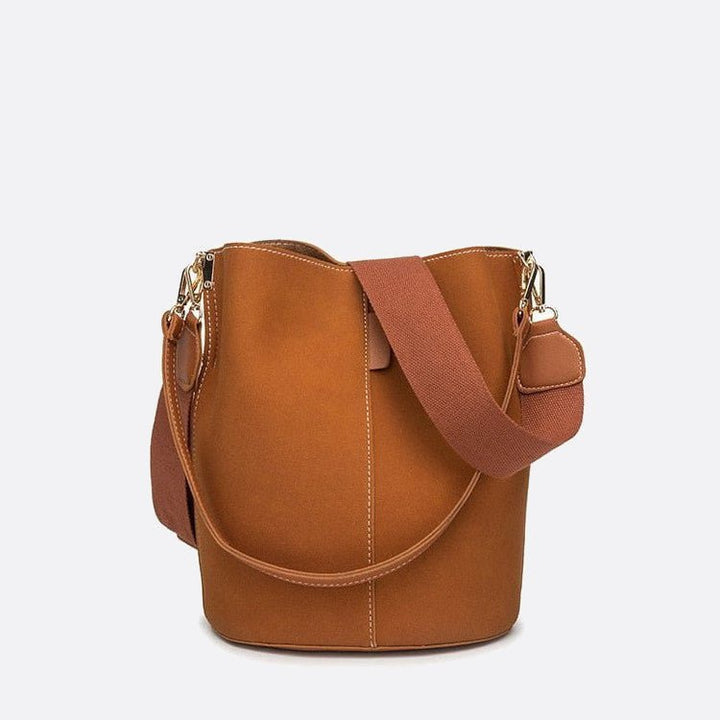 sac seau cuir brossé camel