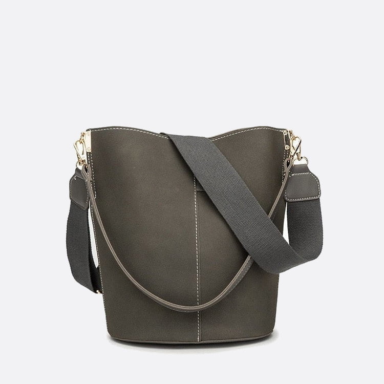 sac seau cuir brossé vert foncé