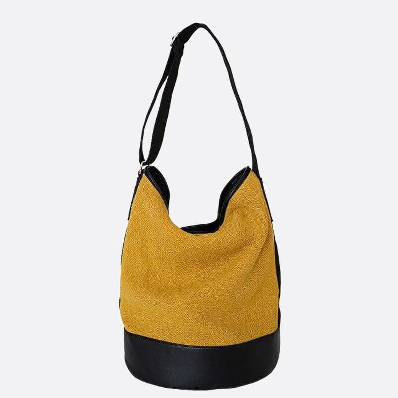 sac seau toile de lin jaune