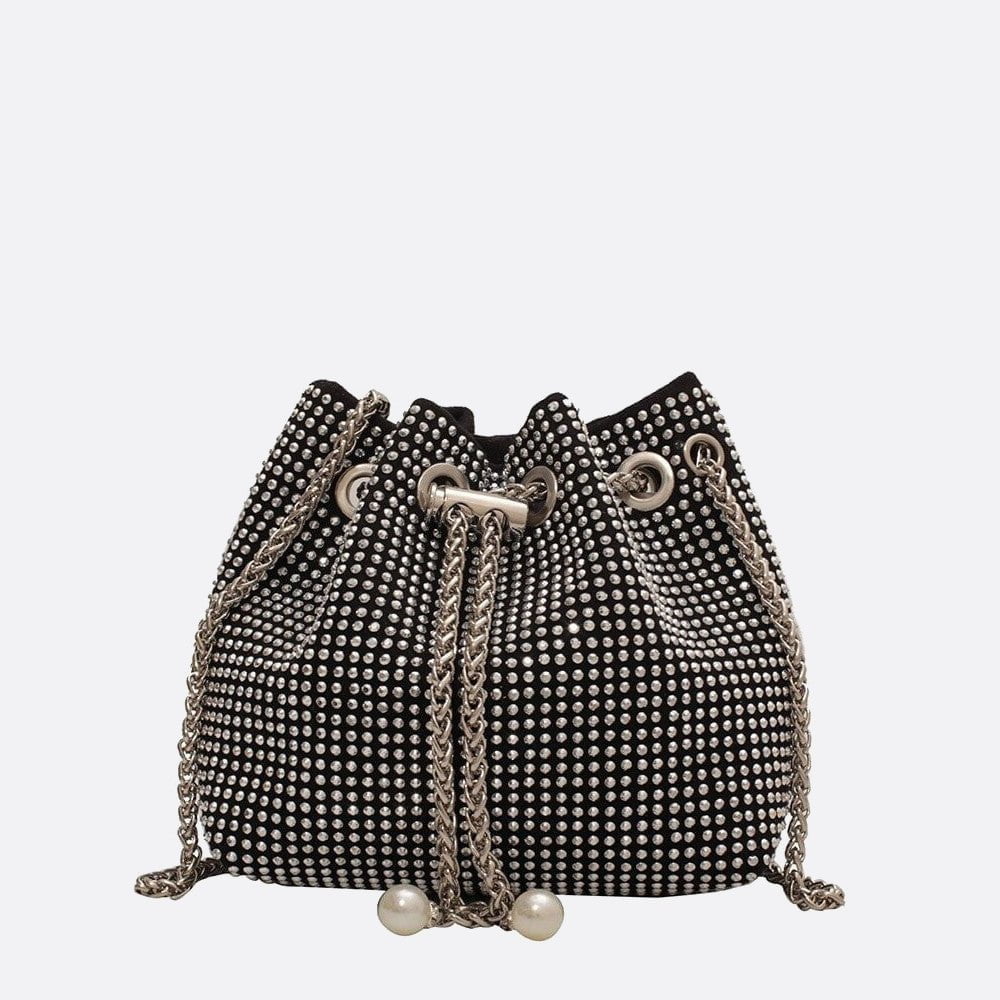 sac seau strass argent