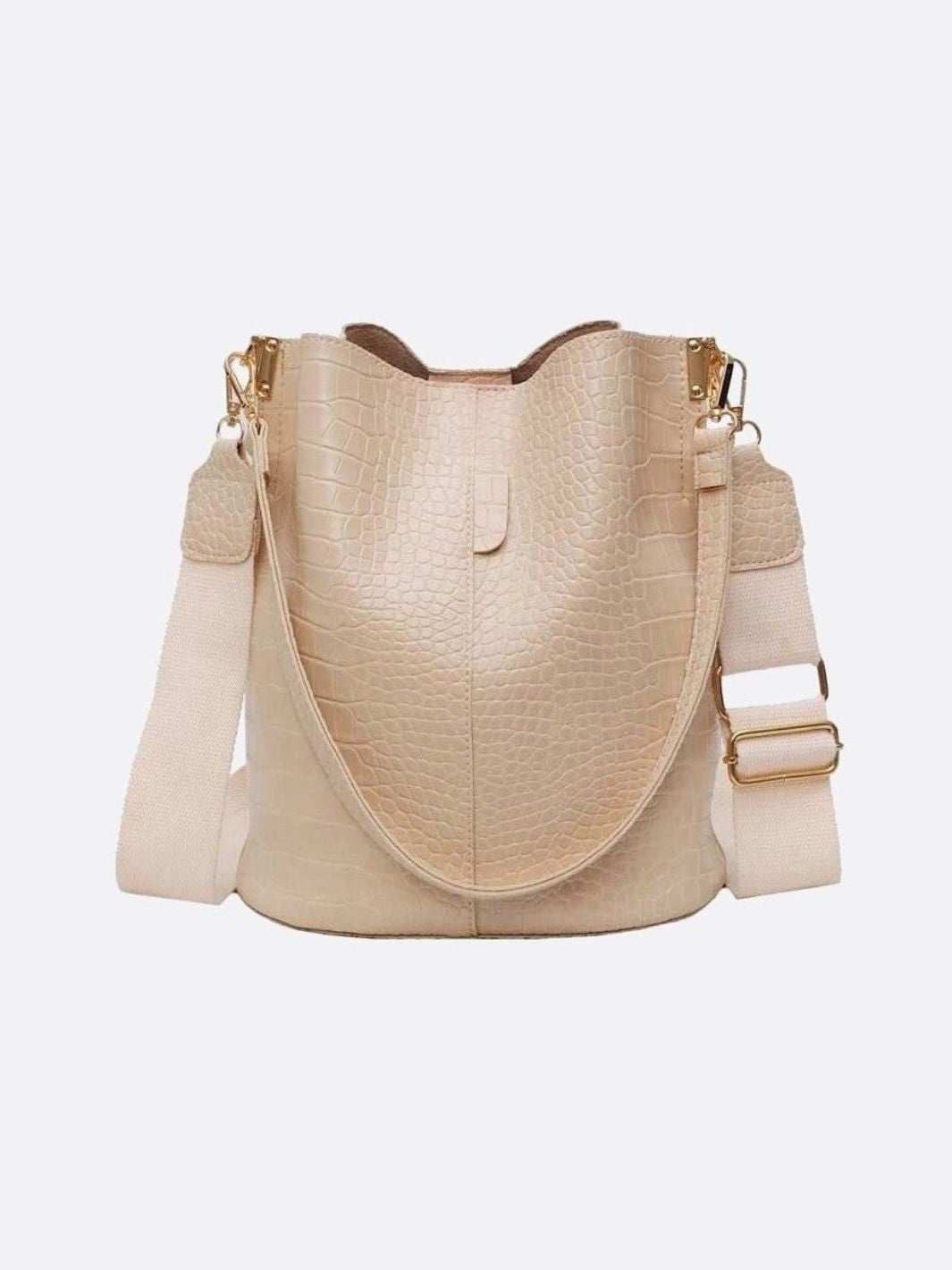 Sac seau croco beige