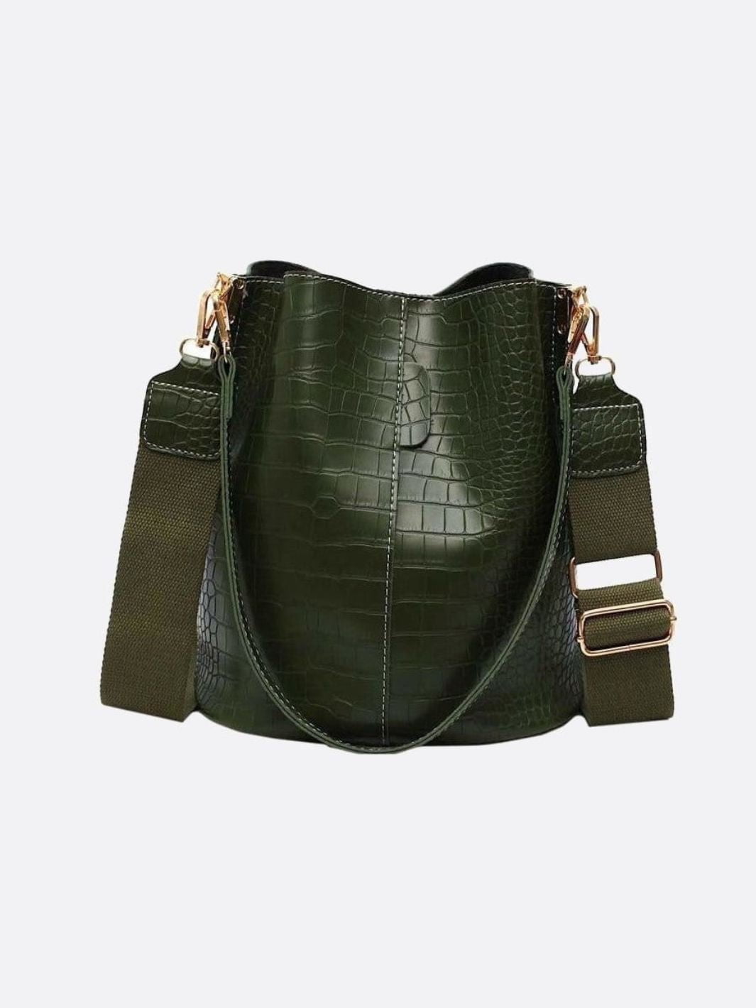 Sac seau croco vert foncé