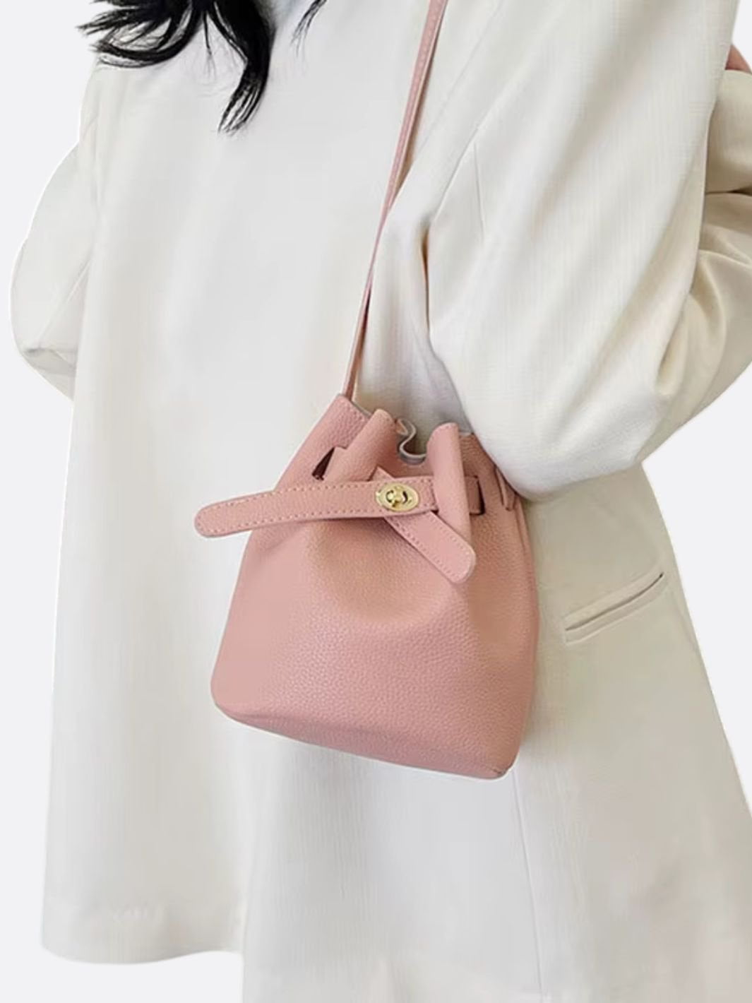 sac seau rose poudré